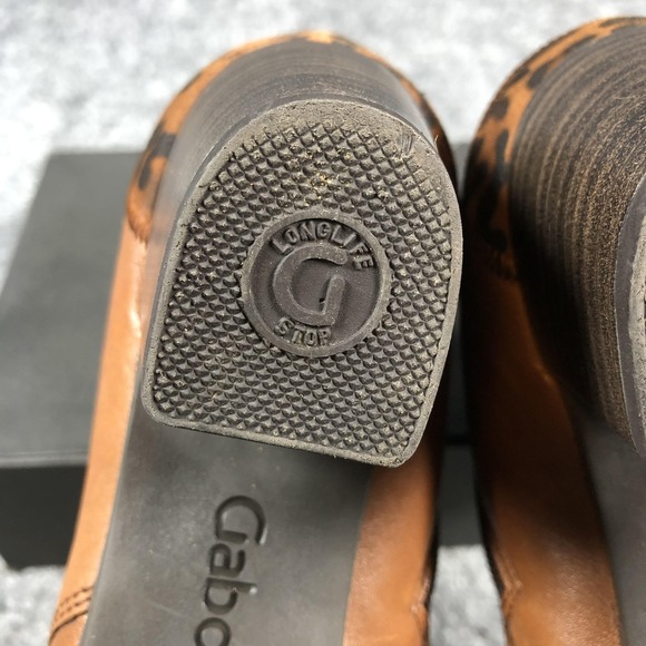 Gabor Boots Womens Size 7 Brown Ankle Booties Leather Side Zip Block Heel Straps - Picture 16 of 16